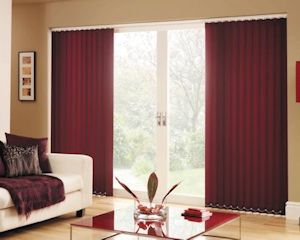 deep red vertical blinds